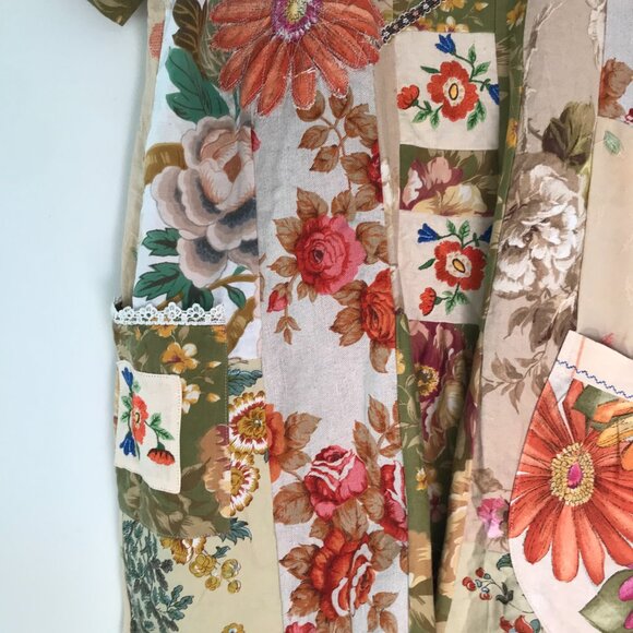 Art to wear patchwork mini dress women's M boho hippie retro denim whimsy floral - Picture 8 of 13